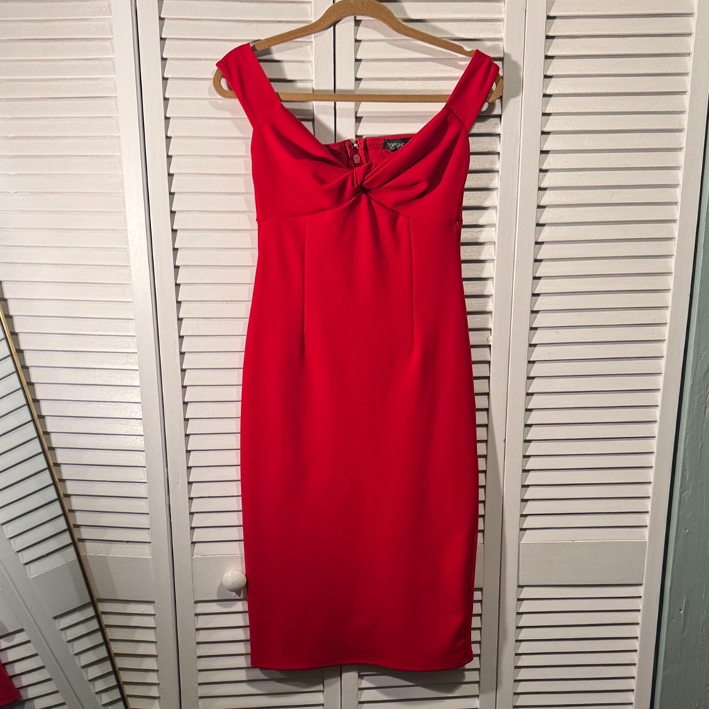 Topshop Strapless Red Dress